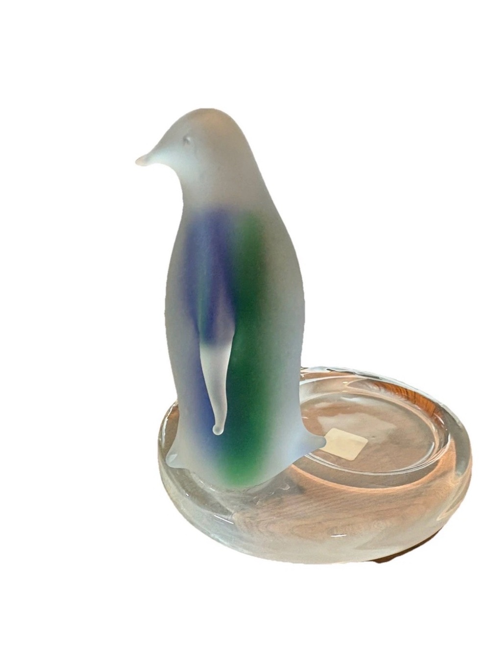 Frosted Glass Penguin Figurines Blue-Green Accents ParyLite Aurora Borealis Glow - Picture 4 of 5